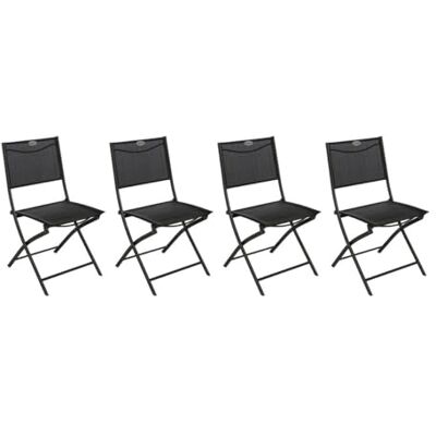 HESPERIDE Hespéride Set van 4 klapstoelen Modula antraciet gepoedercoat staal Texaline Afmetingen 46 x 52 x 87 cm Opvouwbaar buitenmeubel HESPERIDE Hespéride Set van 4 klapstoelen Modula antraciet gepoedercoat staal Texaline Afmetingen 46 x 52 x 87 cm Opvouwbaar buitenmeubel