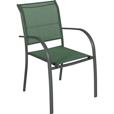 HESPERIDE Hespéride Stapelbare tuinstoel, Piazza olijfgroen en grafiet, roestvrij, eenvoudige opslag, meubels voor terras, balkon HESPERIDE Hespéride Stapelbare tuinstoel, Piazza olijfgroen en grafiet, roestvrij, eenvoudige opslag, meubels voor terras, balkon