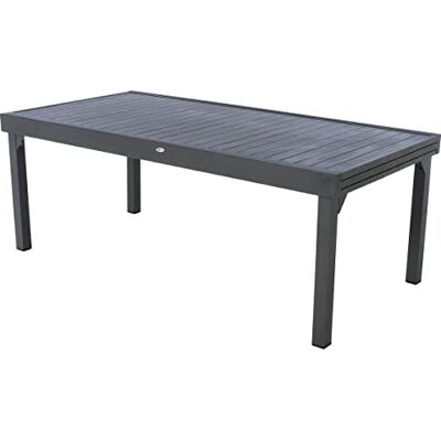 HESPERIDE HES-139780 Piazza uittrekbare tafel, 8/12-zits, grafiet, metaal, grijs, L HESPERIDE HES-139780 Piazza uittrekbare tafel, 8/12-zits, grafiet, metaal, grijs, L