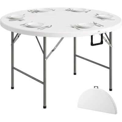 Outsunny Ronde tuintafel, inklapbaar, Ø 122 cm, 6 personen, voor Metalen structuur, HDPE-plaat Outsunny Ronde tuintafel, inklapbaar, Ø 122 cm, 6 personen, voor Metalen structuur, HDPE-plaat
