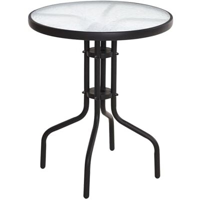 Spetebo Bistrotafel, rond, van metaal, met glasplaat, tuin, balkon, terras, zwart, 70 x 60 cm Spetebo Bistrotafel, rond, van metaal, met glasplaat, tuin, balkon, terras, zwart, 70 x 60 cm