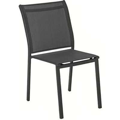 HESPERIDE Essentia Stapelbare tuinstoel, antraciet, aluminium, epoxy-behandeld, Texaline, afmetingen 46 x 61 x 88 cm, buitenmeubels, UVF-bestendig HESPERIDE Essentia Stapelbare tuinstoel, antraciet, aluminium, epoxy-behandeld, Texaline, afmetingen 46 x 61 x 88 cm, buitenmeubels, UVF-bestendig