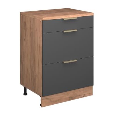 Vicco Zolderkast "Rion", antraciet-goud, 60 x 81,6 cm zonder helling met 3 laden Vicco Zolderkast "Rion", antraciet-goud, 60 x 81,6 cm zonder helling met 3 laden