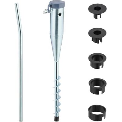 Relaxdays Vloerhuls, parasol en wasdroger, 25-55 mm dik, om vast te schroeven, staal, zilver/grijs, 1 stuk Relaxdays Vloerhuls, parasol en wasdroger, 25-55 mm dik, om vast te schroeven, staal, zilver/grijs, 1 stuk