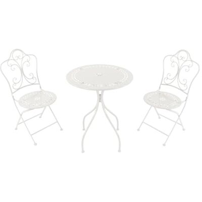 AXI Marilou Bistrotafel en stoel, 2 stoelen, 1 tafel, bistroset voor buiten, wit, romantische stijl, tuinmeubelen, bistrotafel, mozaïek, voor tuin/balkon/terras AXI Marilou Bistrotafel en stoel, 2 stoelen, 1 tafel, bistroset voor buiten, wit, romantische stijl, tuinmeubelen, bistrotafel, mozaïek, voor tuin/balkon/terras