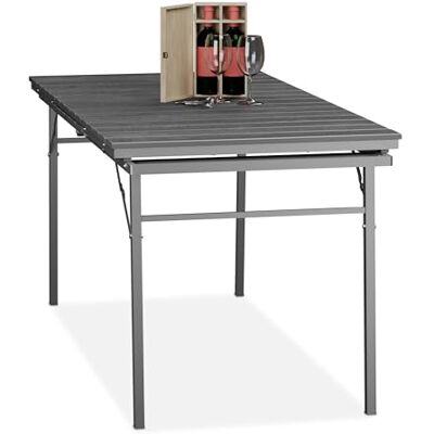 Relaxdays Tuintafel, uittrekbaar, inklapbaar, grijs breedte: 166-215 cm, kunststof en staal, 8 personen Relaxdays Tuintafel, uittrekbaar, inklapbaar, grijs breedte: 166-215 cm, kunststof en staal, 8 personen