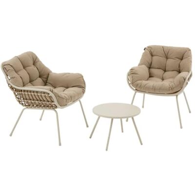 HESPERIDE Hespéride Tuinmeubelset Duo Paopao 3-delig – klei, gevlochten hars, corrosiebestendig staal, kussens inbegrepen – voor balkon, terras, kleine ruimte HESPERIDE Hespéride Tuinmeubelset Duo Paopao 3-delig – klei, gevlochten hars, corrosiebestendig staal, kussens inbegrepen – voor balkon, terras, kleine ruimte