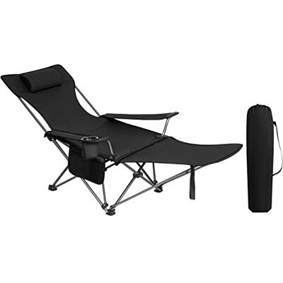 WOLTU Ultralichte opvouwbare campingstoel met rugleuning voetensteun, bekerhouder, opbergtas, zonnestoel, maximale belasting 150 kg, klapstoel van zwarte Oxford-stof WOLTU Ultralichte opvouwbare campingstoel met rugleuning voetensteun, bekerhouder, opbergtas, zonnestoel, maximale belasting 150 kg, klapstoel van zwarte Oxford-stof