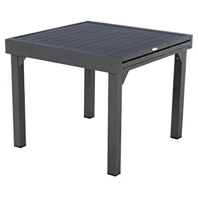 HESPERIDE Hespéride Uittrekbare tuintafel Piazza grafietgrijs 8-zits roestvrij aluminium buitenmeubel met uittrekbare verlenging HESPERIDE Hespéride Uittrekbare tuintafel Piazza grafietgrijs 8-zits roestvrij aluminium buitenmeubel met uittrekbare verlenging