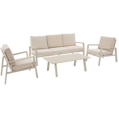 HESPERIDE Lounge voor de tuin, 5-zits, kleibeige, aluminium en gerecycled polyester, buitenmeubels voor tuin, terras HESPERIDE Lounge voor de tuin, 5-zits, kleibeige, aluminium en gerecycled polyester, buitenmeubels voor tuin, terras