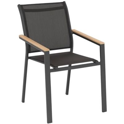 HESPERIDE Stapelbare tuinstoel, Essentia, antraciet, grafiet en acacia, roestvrij, Texaline, licht, gemakkelijk op te bergen, meubels, terras, balkon HESPERIDE Stapelbare tuinstoel, Essentia, antraciet, grafiet en acacia, roestvrij, Texaline, licht, gemakkelijk op te bergen, meubels, terras, balkon