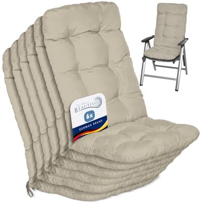 Beautissu kussen voor buiten tuin set van 6 stoelkussens voor stoel 120 x 50 x 8 cm, natuur, hoge rugleuning, voor ligstoel, terras of balkon, galette Flair HL Beautissu kussen voor buiten tuin set van 6 stoelkussens voor stoel 120 x 50 x 8 cm, natuur, hoge rugleuning, voor ligstoel, terras of balkon, galette Flair HL