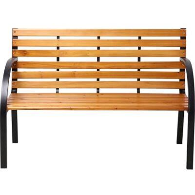 AXI Otis Tuinbank van hout, 122 x 60 x 83 cm, matzwarte stalen structuur, cederhout, 2-zits, buiten of binnen, buitenbank AXI Otis Tuinbank van hout, 122 x 60 x 83 cm, matzwarte stalen structuur, cederhout, 2-zits, buiten of binnen, buitenbank