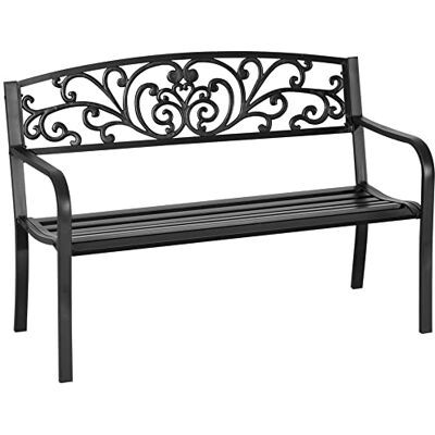 Outsunny Tuinbank, buitenbank, 2-zits, voor terras, veranda, max. 240 kg, metaal, 127 x 60 x 87 cm, zwart Outsunny Tuinbank, buitenbank, 2-zits, voor terras, veranda, max. 240 kg, metaal, 127 x 60 x 87 cm, zwart