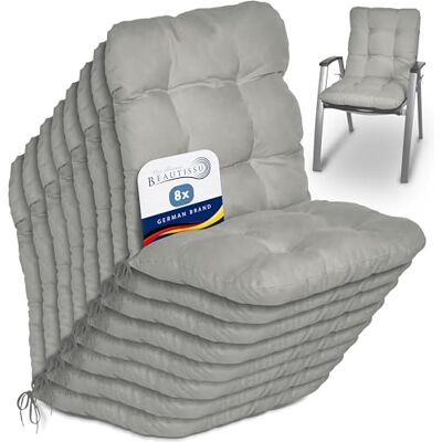 Beautissu Flair NL Set van 8 kussens voor buiten, tuin, voor stoel, stoel of ligstoel, tuin, terras of balkon, 100 x 50 x 8 cm, rugleuning standaard, lichtgrijs Beautissu Flair NL Set van 8 kussens voor buiten, tuin, voor stoel, stoel of ligstoel, tuin, terras of balkon, 100 x 50 x 8 cm, rugleuning standaard, lichtgrijs