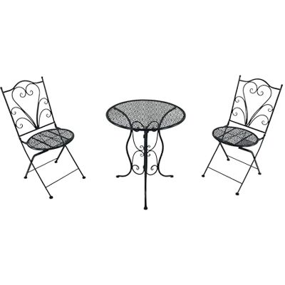 AXI Eloise Bistrotafel en stoel, 2 stoelen, 1 tafel, bistroset voor buiten, bedrukt, grijs, bistrotafel, bistrotafel voor tuin/balkon/terras AXI Eloise Bistrotafel en stoel, 2 stoelen, 1 tafel, bistroset voor buiten, bedrukt, grijs, bistrotafel, bistrotafel voor tuin/balkon/terras