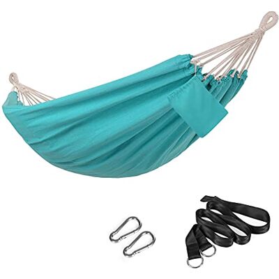 SONGMICS Hangmat, 210 x 150 cm, dubbele hangmat, draagvermogen 300 kg, voor tuin, terras, balkon, outdoor, camping, met draagtas, bevestigingsriemen en karabijnhaken, blauw GDC15BU SONGMICS Hangmat, 210 x 150 cm, dubbele hangmat, draagvermogen 300 kg, voor tuin, terras, balkon, outdoor, camping, met draagtas, bevestigingsriemen en karabijnhaken, blauw GDC15BU