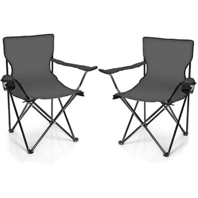 BigDean Set van 2 klapstoelen Donkergrijs Met bekerhouder en draagtas Opvouwbare visstoel Tuinstoel Relaxstoel Opvouwbare visstoel BigDean Set van 2 klapstoelen Donkergrijs Met bekerhouder en draagtas Opvouwbare visstoel Tuinstoel Relaxstoel Opvouwbare visstoel