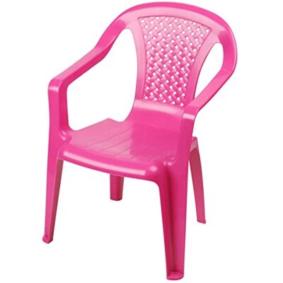 Spetebo Tuinstoel voor kinderen van kunststof, roze, robuust en stapelbaar, eendelig om te spelen Spetebo Tuinstoel voor kinderen van kunststof, roze, robuust en stapelbaar, eendelig om te spelen