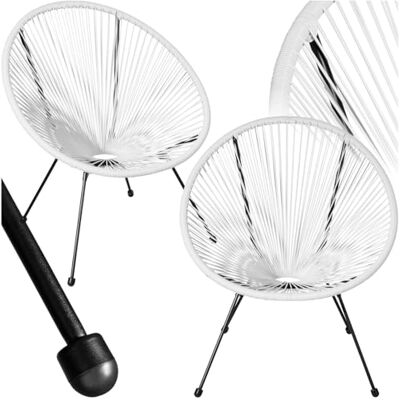 tectake Acapulco Set van 2 retro design stoelen voor binnen en buiten Voor tuin, serre, terras of balkon Wit tectake Acapulco Set van 2 retro design stoelen voor binnen en buiten Voor tuin, serre, terras of balkon Wit
