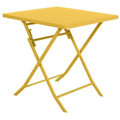 HESPERIDE Hespéride Tuintafel, inklapbaar, vierkant, 2-zits, mosterdgeel versterkt roestbestendig staal meubels voor tuin, balkon, terras HESPERIDE Hespéride Tuintafel, inklapbaar, vierkant, 2-zits, mosterdgeel versterkt roestbestendig staal meubels voor tuin, balkon, terras