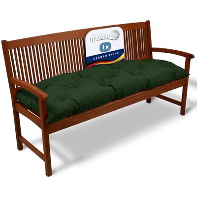 Beautissu Flair BK Kussen voor tuinbank. kussen voor buiten, tuin, voor terras, balkon, kussen schommelbank, bank, 100 x 50 cm, donkergroen Beautissu Flair BK Kussen voor tuinbank. kussen voor buiten, tuin, voor terras, balkon, kussen schommelbank, bank, 100 x 50 cm, donkergroen