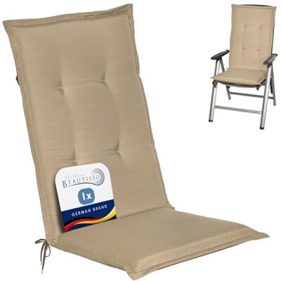Beautissu Hoge rugleuning kussen voor tuinstoel buiten zitstoel 120 x 50 cm, natuur, bekleding, 6 cm, extra zacht, lichtecht, uv-bescherming, comfortabel, zitmeubel, Galette Loft HL Beautissu Hoge rugleuning kussen voor tuinstoel buiten zitstoel 120 x 50 cm, natuur, bekleding, 6 cm, extra zacht, lichtecht, uv-bescherming, comfortabel, zitmeubel, Galette Loft HL