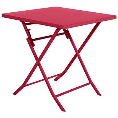HESPERIDE Tuintafel, inklapbaar, vierkant, 2-zits, granaatappel, versterkt roestvrij, staal, meubels, voor tuin, balkon, terras HESPERIDE Tuintafel, inklapbaar, vierkant, 2-zits, granaatappel, versterkt roestvrij, staal, meubels, voor tuin, balkon, terras