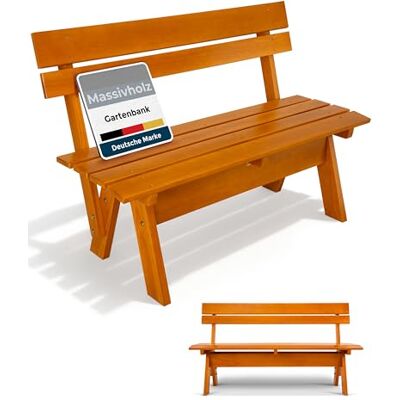 Beautissu Tuinbank voor buiten, 2-zits, weerbestendig, slijtvast 120cm robuust voor balkon terras binnenplaats massief hout gelakt meubilair GR Beautissu Tuinbank voor buiten, 2-zits, weerbestendig, slijtvast 120cm robuust voor balkon terras binnenplaats massief hout gelakt meubilair GR