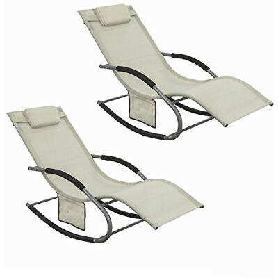 SoBuy ® OGS28-MIx2 schommelstoel voor de tuin, met voetensteun, zonnebaden, schommelstoel, crèmekleurig, 2 stuks SoBuy ® OGS28-MIx2 schommelstoel voor de tuin, met voetensteun, zonnebaden, schommelstoel, crèmekleurig, 2 stuks