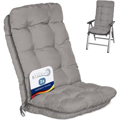 Beautissu Flair HL Kussen voor buiten, tuin, set met 2 kussens voor stoel, stoel of ligstoel, tuin, terras of balkon, 120 x 50 x 8 cm, hoge rugleuning, lichtgrijs Beautissu Flair HL Kussen voor buiten, tuin, set met 2 kussens voor stoel, stoel of ligstoel, tuin, terras of balkon, 120 x 50 x 8 cm, hoge rugleuning, lichtgrijs