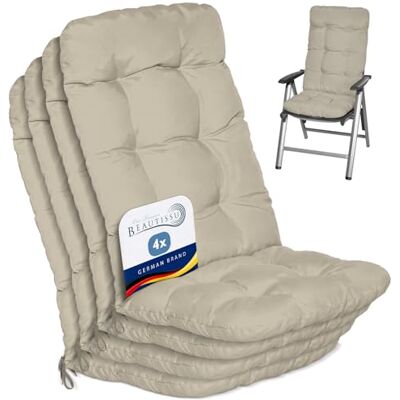 Beautissu Flair HL Kussen voor buiten, tuin, set met 4 kussens voor stoel, stoel of ligstoel, tuin, terras of balkon, 120 x 50 x 8 cm, hoge rugleuning, naturel Beautissu Flair HL Kussen voor buiten, tuin, set met 4 kussens voor stoel, stoel of ligstoel, tuin, terras of balkon, 120 x 50 x 8 cm, hoge rugleuning, naturel