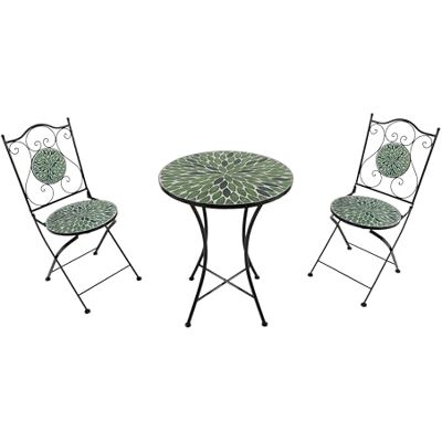 AXI Amélie Bistrotafel en stoel, 2 stoelen, 1 tafel, bistroset voor buiten, mozaïek, groene bladeren, tuinmeubelen, bistrotafel, mozaïek, voor tuin/balkon/terras AXI Amélie Bistrotafel en stoel, 2 stoelen, 1 tafel, bistroset voor buiten, mozaïek, groene bladeren, tuinmeubelen, bistrotafel, mozaïek, voor tuin/balkon/terras