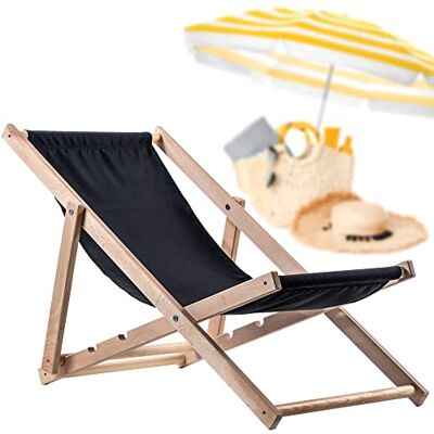 KADAX Opvouwbare houten ligstoel, strandstoel, zonnestoel tot 120 kg, strandligstoel voor tuin, terras, balkon en strand (zwart) KADAX Opvouwbare houten ligstoel, strandstoel, zonnestoel tot 120 kg, strandligstoel voor tuin, terras, balkon en strand (zwart)
