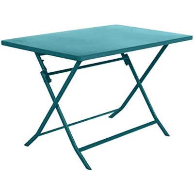 HESPERIDE Hespéride Tuintafel, inklapbaar, rechthoekig, 4-zits, eendenblauw versterkt roestbestendig staal meubels voor tuin, balkon, terras HESPERIDE Hespéride Tuintafel, inklapbaar, rechthoekig, 4-zits, eendenblauw versterkt roestbestendig staal meubels voor tuin, balkon, terras