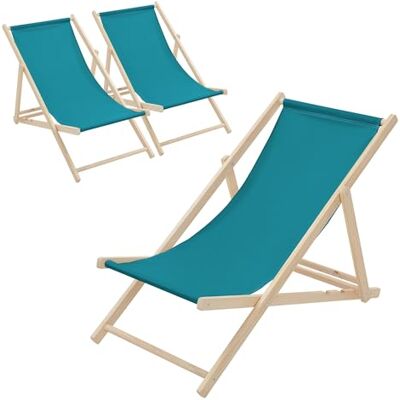 ECD Germany Set van 3 opvouwbare ligstoelen van Chileense hout, petrolblauw, verstelbare rugleuning, 3 ligposities, tot 120 kg, zonnebed van stof voor strand, tuin, terras, camping ECD Germany Set van 3 opvouwbare ligstoelen van Chileense hout, petrolblauw, verstelbare rugleuning, 3 ligposities, tot 120 kg, zonnebed van stof voor strand, tuin, terras, camping