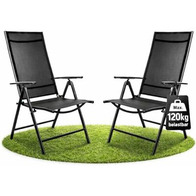 BigDean Tuinstoel met hoge rugleuning, 2 stuks, belastbaar tot 120 kg, zwart, 7-voudig verstelbaar, weerbestendig, voor tuin, terras, camping, balkonstoel, inklapbaar BigDean Tuinstoel met hoge rugleuning, 2 stuks, belastbaar tot 120 kg, zwart, 7-voudig verstelbaar, weerbestendig, voor tuin, terras, camping, balkonstoel, inklapbaar
