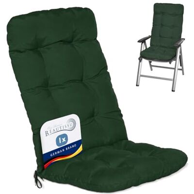 Beautissu Flair HL Kussen voor buiten, tuin, kussen voor stoel, fauteuil of ligstoel, tuin, terras of balkon, 120 x 50 x 8 cm, hoge rugleuning, donkergroen Beautissu Flair HL Kussen voor buiten, tuin, kussen voor stoel, fauteuil of ligstoel, tuin, terras of balkon, 120 x 50 x 8 cm, hoge rugleuning, donkergroen