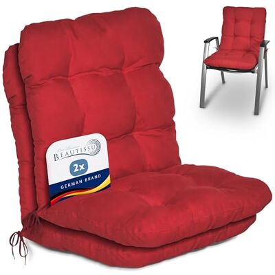 Beautissu Flair NL Kussen voor buiten, tuin, set met 2 kussens voor stoel, stoel of ligstoel, tuin, terras of balkon, 100 x 50 x 8 cm, standaard rugleuning, rood Beautissu Flair NL Kussen voor buiten, tuin, set met 2 kussens voor stoel, stoel of ligstoel, tuin, terras of balkon, 100 x 50 x 8 cm, standaard rugleuning, rood