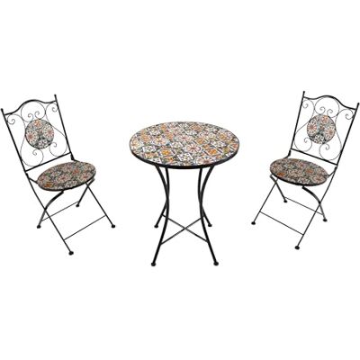 AXI Amélie Bistrotafel en stoel, 2 stoelen, 1 tafel, bistroset voor buiten, Casa del Sol bistrotafel, bistrotafel, mozaïek voor tuin/balkon/terras AXI Amélie Bistrotafel en stoel, 2 stoelen, 1 tafel, bistroset voor buiten, Casa del Sol bistrotafel, bistrotafel, mozaïek voor tuin/balkon/terras