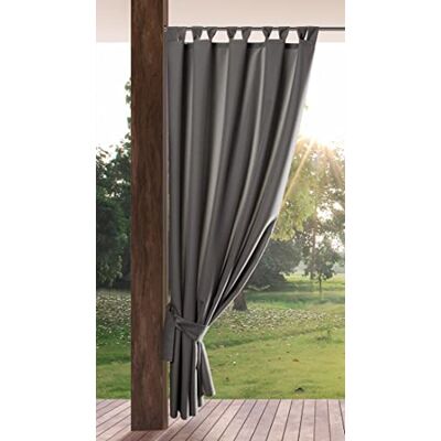 Eurofirany Garden Outdoorgordijn met lussen, afneembare lussen, zonwering, inkijkbescherming, winddicht, waterdicht, voor paviljoen, terras, pergola, 155 x 240 cm, donkergrijs Eurofirany Garden Outdoorgordijn met lussen, afneembare lussen, zonwering, inkijkbescherming, winddicht, waterdicht, voor paviljoen, terras, pergola, 155 x 240 cm, donkergrijs