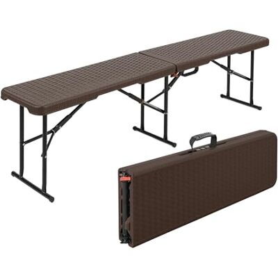 Floordirekt Tuintafel, inklapbaar, kunststof, 180 x 75 cm, buffettafel met draaggreep, klaptafel voor tuin, terras en balkon, campingtafel voor 6 personen (bank) Floordirekt Tuintafel, inklapbaar, kunststof, 180 x 75 cm, buffettafel met draaggreep, klaptafel voor tuin, terras en balkon, campingtafel voor 6 personen (bank)