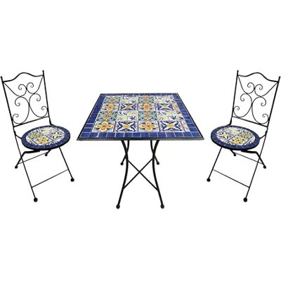 AXI Camilla Bistrotafel en stoel, tuinset voor buiten, mozaïek, mediterraan blauw – voor tuin/balkon/terras AXI Camilla Bistrotafel en stoel, tuinset voor buiten, mozaïek, mediterraan blauw – voor tuin/balkon/terras