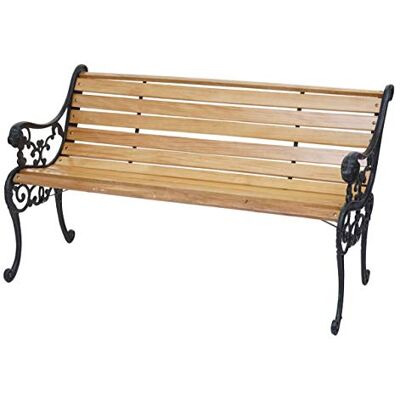 Mendler HWC-F98AM Tuinbank, 2-zits, gietijzer, hout, 125 cm, 20 kg, lichtbruin Mendler HWC-F98AM Tuinbank, 2-zits, gietijzer, hout, 125 cm, 20 kg, lichtbruin
