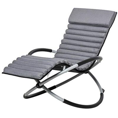 Outsunny Ligstoel, opvouwbaar, schommelstoel, matras, grijs, zwart Outsunny Ligstoel, opvouwbaar, schommelstoel, matras, grijs, zwart