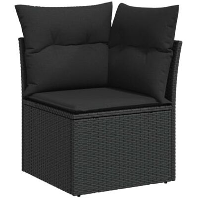 vidaXL Hoekbank met kussens, zwart, polyrotan vidaXL Hoekbank met kussens, zwart, polyrotan