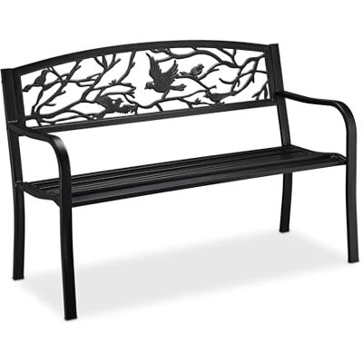 Relaxdays Tuinbank, vogelmotief, 2-zits, vintage, tuin en balkon, staal, 87 x 127 x 57 cm (h x b x d), zwart Relaxdays Tuinbank, vogelmotief, 2-zits, vintage, tuin en balkon, staal, 87 x 127 x 57 cm (h x b x d), zwart
