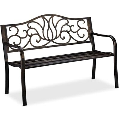 Relaxdays Antieke tuinbank, 2 personen, balkon, terras, metaal, HLP: 90 x 127,5 x 63 cm, staal, gietijzer, zwart-brons Relaxdays Antieke tuinbank, 2 personen, balkon, terras, metaal, HLP: 90 x 127,5 x 63 cm, staal, gietijzer, zwart-brons