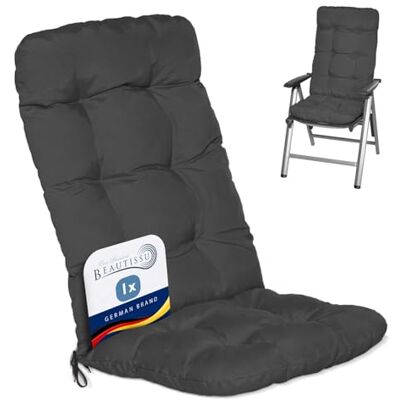 Beautissu Flair HL Kussen voor buiten, tuin, kussen voor stoel, fauteuil of ligstoel, tuin, terras of balkon, 120 x 50 x 8 cm, hoge rugleuning, grafiet grijs Beautissu Flair HL Kussen voor buiten, tuin, kussen voor stoel, fauteuil of ligstoel, tuin, terras of balkon, 120 x 50 x 8 cm, hoge rugleuning, grafiet grijs