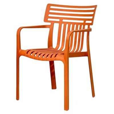 KARAT Sitwell Tuinstoel met armleuningen, designstoel, stapelbaar, weerbestendig en uv-bestendig, belastbaar tot 200 kg (1, oranje) KARAT Sitwell Tuinstoel met armleuningen, designstoel, stapelbaar, weerbestendig en uv-bestendig, belastbaar tot 200 kg (1, oranje)